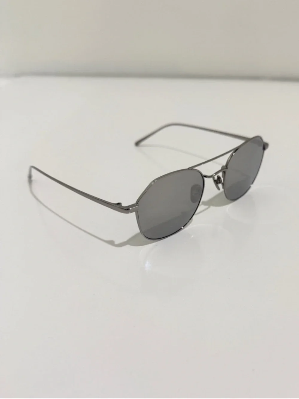 Linda Farrow Dante LFL977 Sunglasses 22K White Gold Aviator NIB Full Set